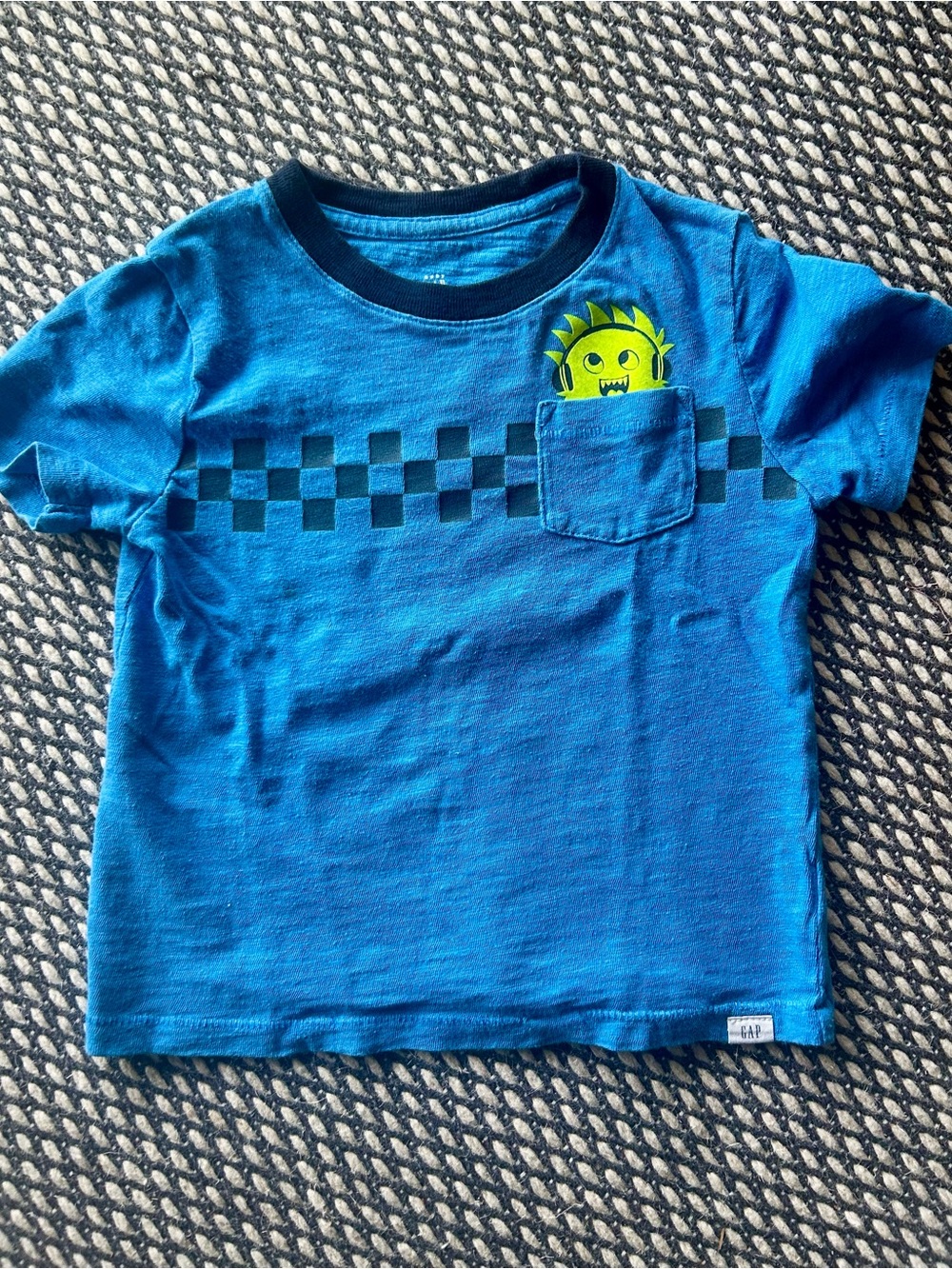 GAP Blue Short-Sleeve Tee with Green Monster Pocket